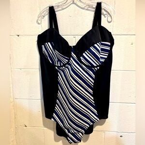 Always for me ONE PIECE swimsuit black blue striped